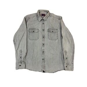 UNTUCKit Large Slim Gray Denim Elderton Button Down Shirt